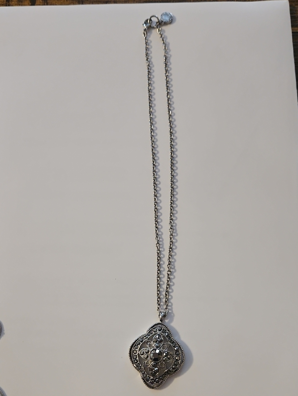 Liz Claiborne Silver-Tone Filigree Pendant Necklace